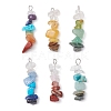 6Pcs Mixed Gemstone Chip Beaded Pendants Set PALLOY-JF02769-01-1