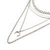 304 Stainless Steel Chains Multi Layered Necklace with Crescent Moon Pendant for Men Women NJEW-JN03890-4