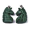 Carved Synthetic Malachite Pendants G-N0327-002H-2
