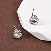 Brass Micro Pave Clear Cubic Zirconia Stud Earrings EJEW-C174-02A-P-3