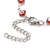 Enamel Rhombus with Evil Eye Link Chains Bracelet BJEW-P271-03P-01-3