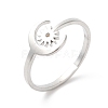 Non-Tarnish 304 Stainless Steel Moon & Sun Open Cuff Ring for Women RJEW-K245-33P-3