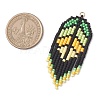 2Pcs 2 Colors Handmade Glass Seed Beaded Leaf Shape Big Pendants PALLOY-MZ00931-3