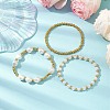 3Pcs 3 Styles 304 Stainless Steel & Resin & ABS Plastic Imitation Pearl Beaded Stretch Bracelet Sets BJEW-JB10874-2