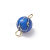 Dyed Natural Imperial Jasper Round Connector Charms PALLOY-JF04248-02-5