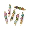 Natural Multicolor Tourmaline Faceted Cube Beaded Connector Charms PALLOY-JF05306-2