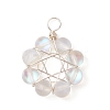 Frosted Dyed Synthetic Moonstone Round Beaded Pendants PALLOY-JF03469-2