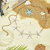 Bohemian Alloy White Enamel with Iron Starfish Link Belly Body Chains for Women AJEW-WH20006-348-3