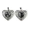 Natural Snowflake Obsidian Peach Love Heart Pendants G-G158-01G-1