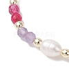 Natural Carnelian & Agate & Rose Quartz & & Cultured Freshwater Pearl Beads Braided Bead Bracelets for Women BJEW-JB12666-03-3