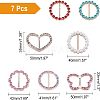 7Pcs Flower & Flat Round & Butterfly & Heart Alloy Rhinestone Buckles JEWB-NB0001-11-2