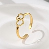 Heart 304 Stainless Steel Open Cuff Rings X-RJEW-R014-03G-01-1