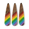 Pride Rainbow Theme Resin & Walnut Wood Pendants WOOD-K012-05B-1