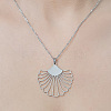 201 Stainless Steel Hollow Shell Pendant Necklace NJEW-OY002-16-1