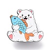 Bear with Fish Enamel Pin JEWB-O005-M12-1