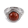 Natural Mixed Stone Round Adjustable Rings RJEW-K271-04P-4