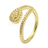 Brass with Cubic Zirconia Open Cuff Ring RJEW-B051-01G-1