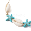 Synthetic Turquoise Beads with Natural Mixed Cowrie Shell Beads Anklet AJEW-AN00577-02-3