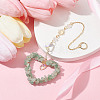 Heart Natural Green Aventurine Chip Pendant Drcorations HJEW-JM01651-03-3