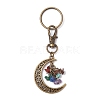 Chakra Theme Moon Natural Red Jasper & Howlite & Tiger Eye & Carnelian & Green Aventurine & Lapis Lazuli & Amethyst Chip Keychain KEYC-JKC00963-02-1