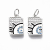 Brass Micro Pave Cubic Zirconia Charms KK-R133-048P-NF-1