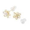 Natural Pearl Flower Stud Earrings EJEW-P256-70G-2