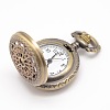 Vintage Hollow Flat Round Alloy Quartz Watch Heads for Pocket Watch Pendant Necklace Making WACH-M109-02-2