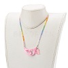 Rainbow Personalized Electroplate Glass Beaded Necklaces NJEW-JN03410-04-4