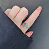 Brass Micro Pave Cubic Zirconia Sea Turtle & Starfish Cuff Ring PW-WGF4995-01-2