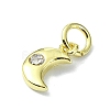 Moon Theme Brass Micro Pave Clear Cubic Zirconia Charms KK-H475-57G-12-2