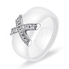 Cross Brass Micro Pave Clear Cubic Zirconia with Porcelain Finger Rings FS-WG0A171-01-1