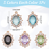 5Pcs 5 Colors Brass Glass Clear Cubic Zirconia Pendants KK-WR0001-66-2