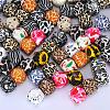 Colorful Pattern Printed Silicone Focal Beads SI-JX0022A-03-4