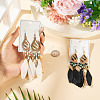 2 Pairs 2 Colors Bohemian Alloy Feather Dangle Earrings EJEW-TA0001-78A-5