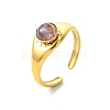 Natural Gemstone Sun 304 Stainless Steel Cuff Open Rings for Women RJEW-JR01065-4