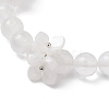 Natural Quartz Crystal Round Beaded Charm Bracelets BJEW-TA00615-02-4