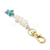 Natural White Mother of Pearl Shell & Synthetic Turquoise Starfish Pendant Decorations HJEW-JM02986-5