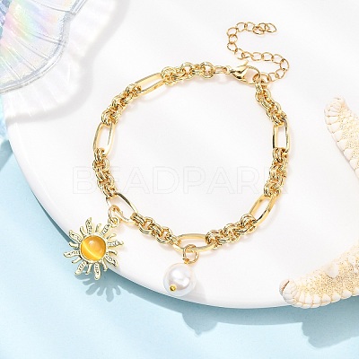 Cat Eye Charm Bracelets BJEW-JB12420-02-1