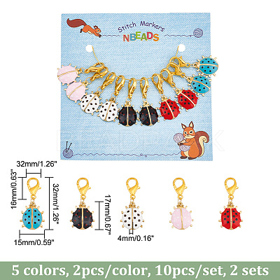 Ladybird Stitch Markers HJEW-AB00187-1