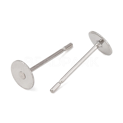 Tarnish Resistant 316 Surgical Stainless Steel Flat Round Blank Peg Stud Earring Settings STAS-R073-05-1