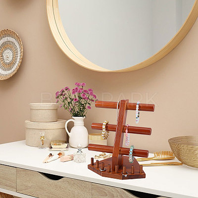 Solid Wood Jewelry Set Jewelry Tower Stands for Rings Bracelets Necklaces DJEW-WH0028-005-1