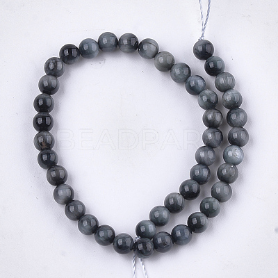 Natural Hawk's Eye Beads Strands G-S333-4mm-027-1