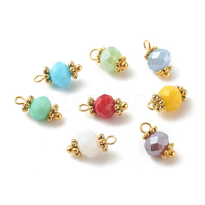 Faceted Imitation Jade Glass Charms PALLOY-JF00455-M-1