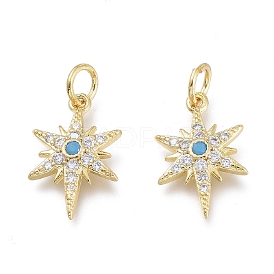 Brass Micro Pave Clear Cubic Zirconia Charms ZIRC-Q024-02G-1