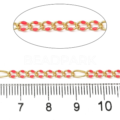 Handmade Brass Enamel Oval Link Chains CHC-L053-08G-09-1