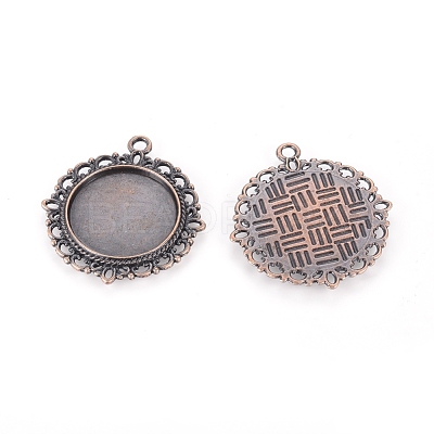 Zinc Alloy Pendant Settings for Cabochon & Rhinestone PALLOY-A15290-R-FF-1