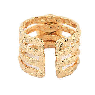 Ion Plating(IP) 304 Stainless Steel Multi-layer Open Cuff Rings RJEW-F167-05G-04-1