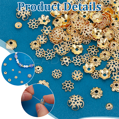 120Pcs 12 Styles Alloy Beads Caps FIND-PH0022-80G-1