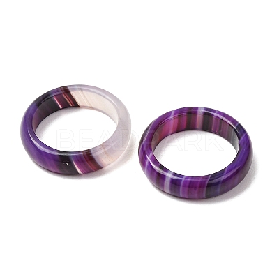 Dyed & Heated Natural Striped Agate/Banded Agate Finger Rings for Women RJEW-Z075-02X-1