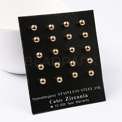 304 Stainless Steel Ball Stud Earrings EJEW-5558-5mm-G-1